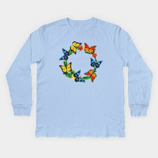 Butterflies on wreath Kids Long Sleeve T-Shirt